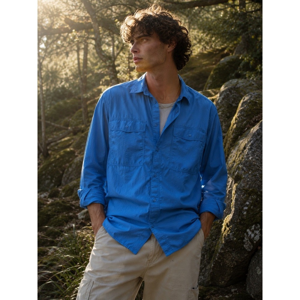 Mountain Hardwear Canyon Long Sleeve Shirt Mens XXL Blue Hiking Technical OM8821